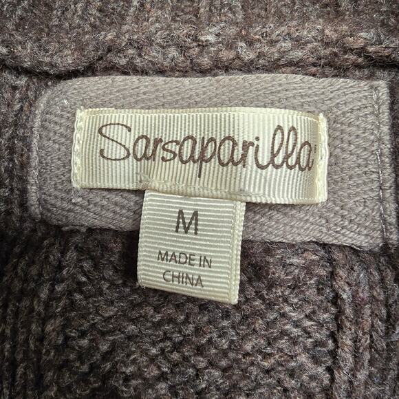 Women's Sarsaparilla Brown Cable Knit Fur Blend Tunic Sweater | Size Medium - Picture 9 of 10